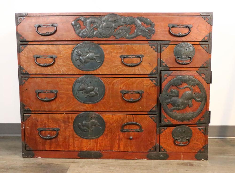 Auction comp thumbnail for A Japanese Wood TANSU Storage Cabinet (Stunning Arts Auction & Appraisal, Lot 379)
