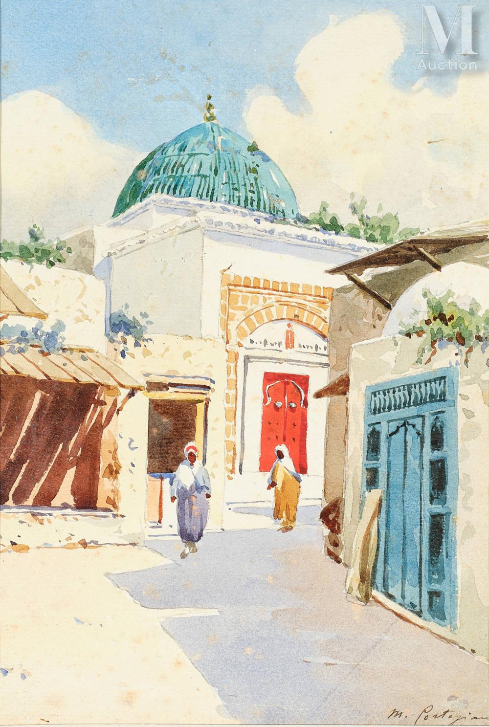 Michele Cortegiani comparable auction result: michele cortegiani palerme 1857 tunis 1919 a street in tunis