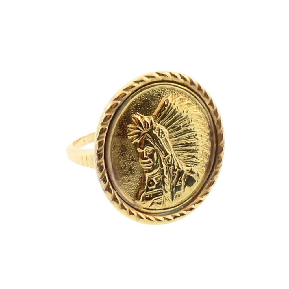 Native American Medallion 14K Gold Conversion Ring sold by Intervendue, lot 209 — auction record photograph