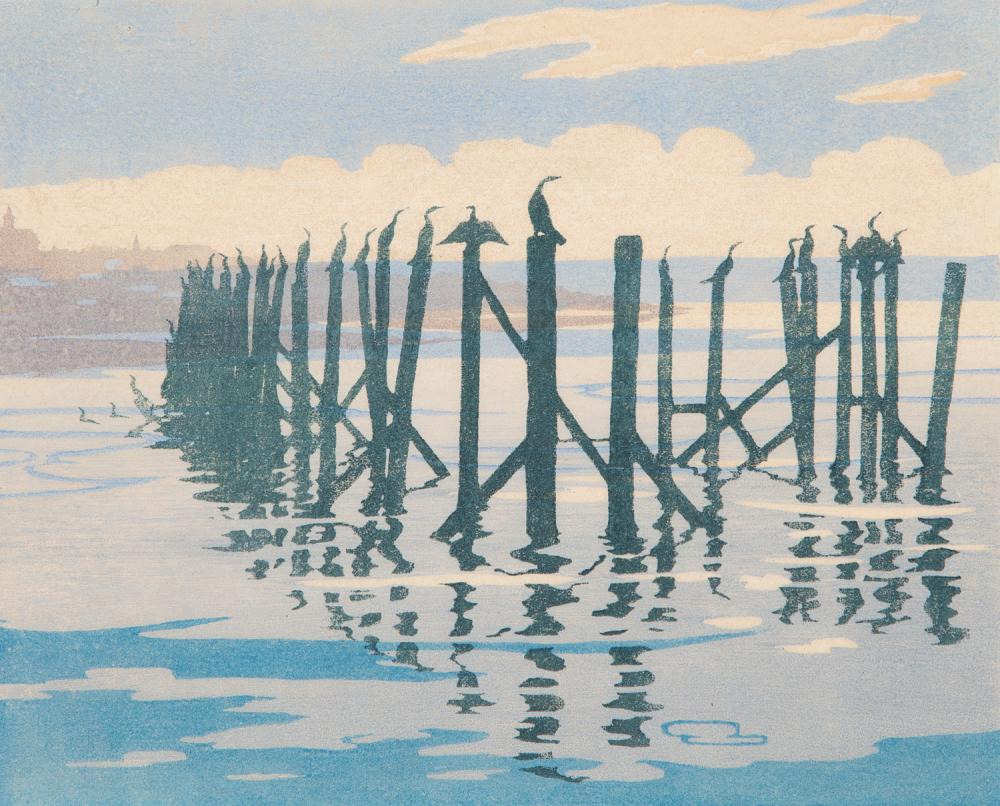 Archibald Bertram Webb comparable auction result: archibald bertram webb shags woodcut