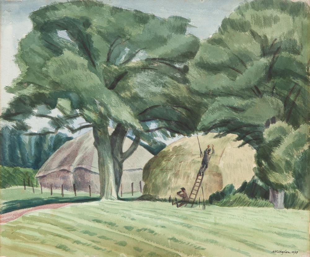 Hal Missingham comparable auction result: hal missingham haystacks watercolour