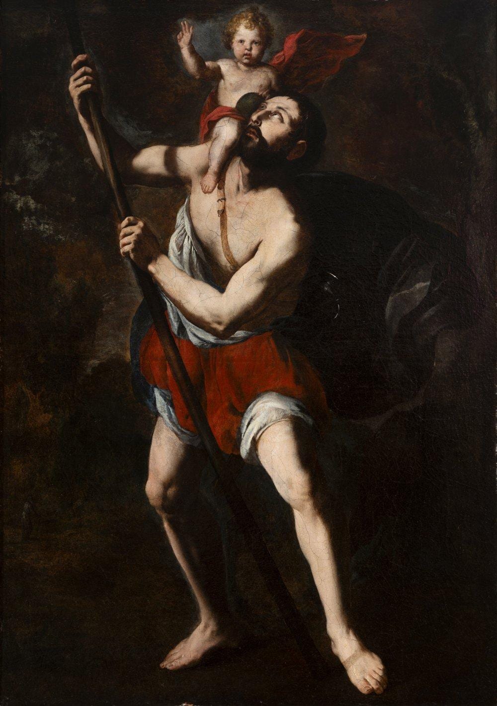 Pietro Novelli comparable auction result: pietro novelli monreale 1603 palermo 1647 infant jesus and saint christopher oil on canvas relined