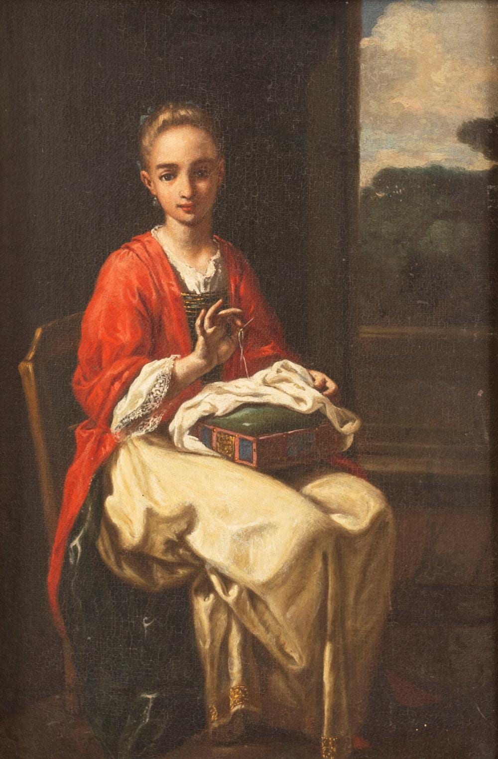 Antonio Amorosi comparable auction result: antonio mercurio amorosi comunanza 1660 roma 1738 young woman sewing