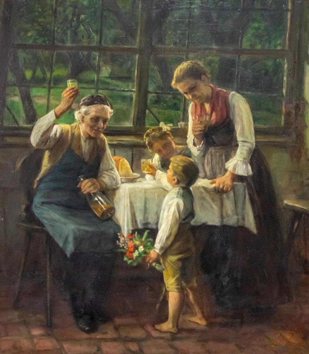 Gustav Igler comparable auction result: gustav igler hungarian german 1842 1938 family oil on cardboard