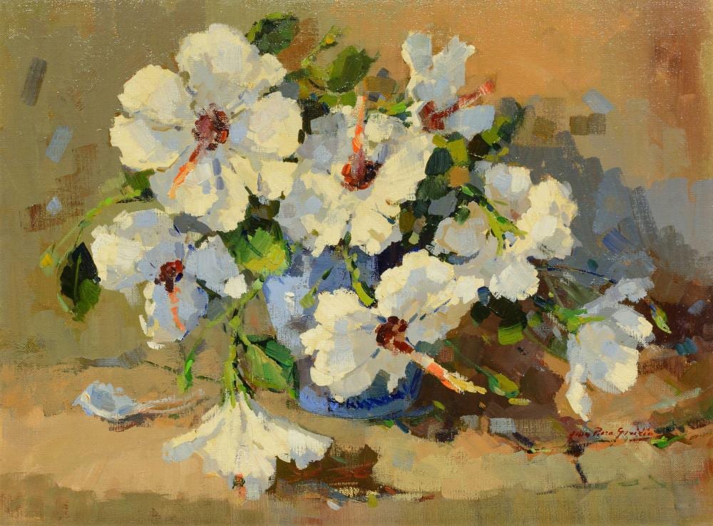 Gian Piero Garizio comparable auction result: gian piero garizio sa born 1931 oil still life hibiscus signed 45 x 60
