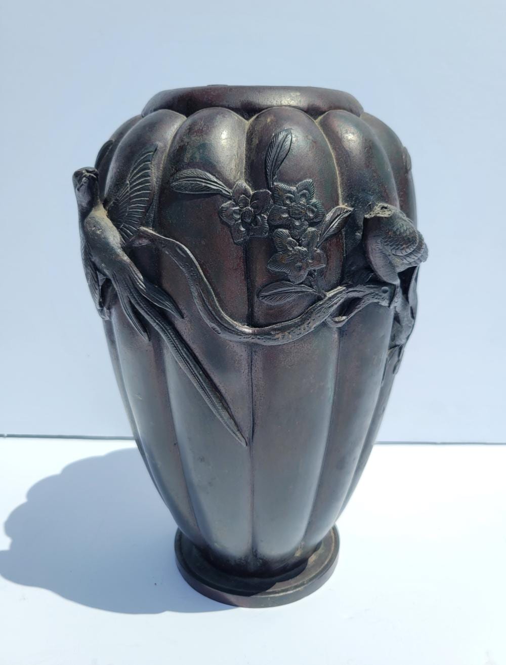 Antique Japanese As Is Meiji Bronze Vase 11in With Birds To Fix sold by Richard Stedman Estate Services LLC, lot 226 — auction record photograph