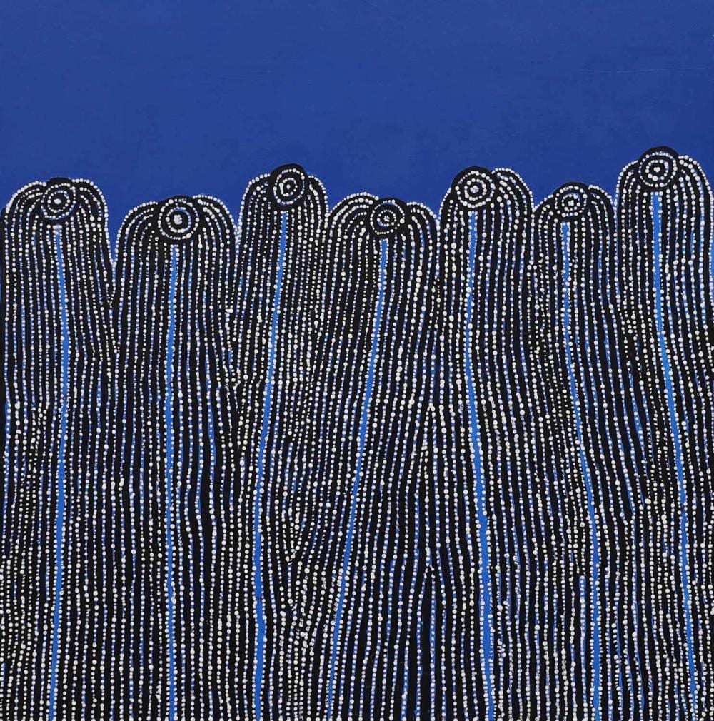 Glenys Gibson comparable auction result: glenys gibson napaltjarri women s ceremony acrylic on linen painted in 2023 comes with certificate of authenticity artwork is stretched and ready to hang 101cm x 100cm
