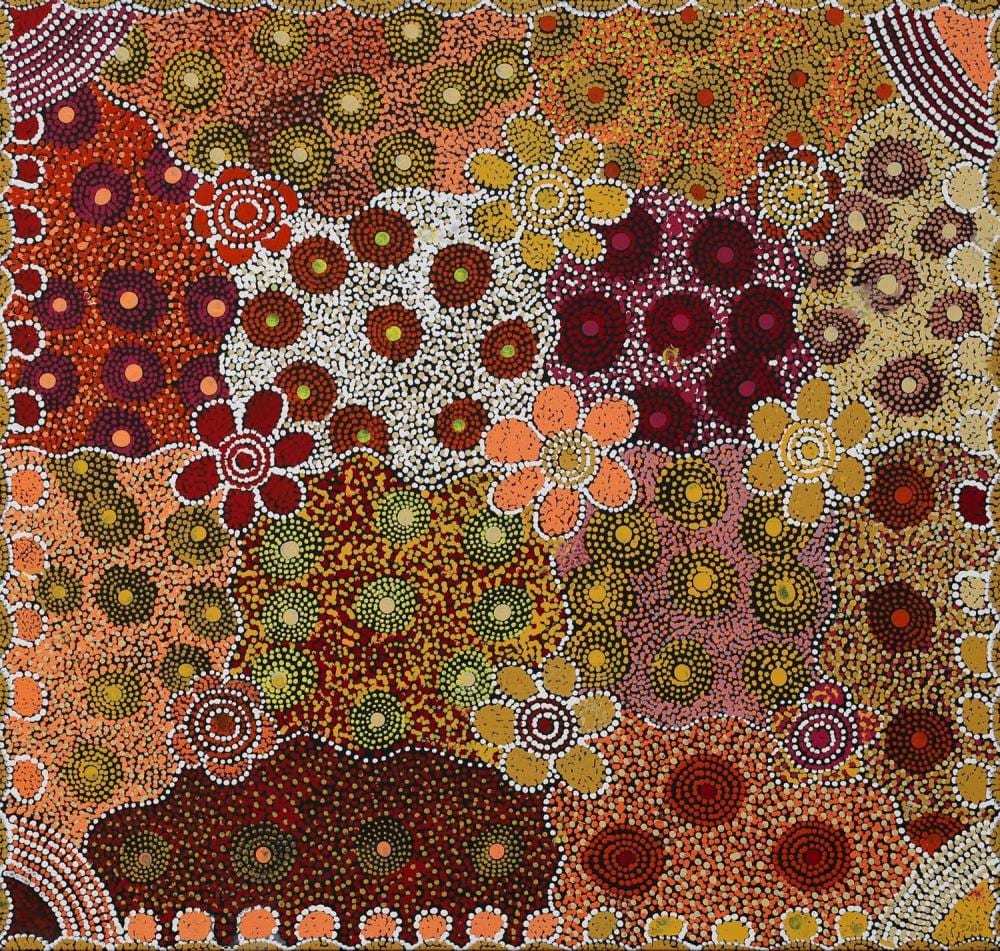 Helen Pula Rubuntja comparable auction result: helen rubuntja my country acrylic on canvas painted in 2021 comes with certificate of authenticity artwork is stretched and ready to hang 90cm x 95cm