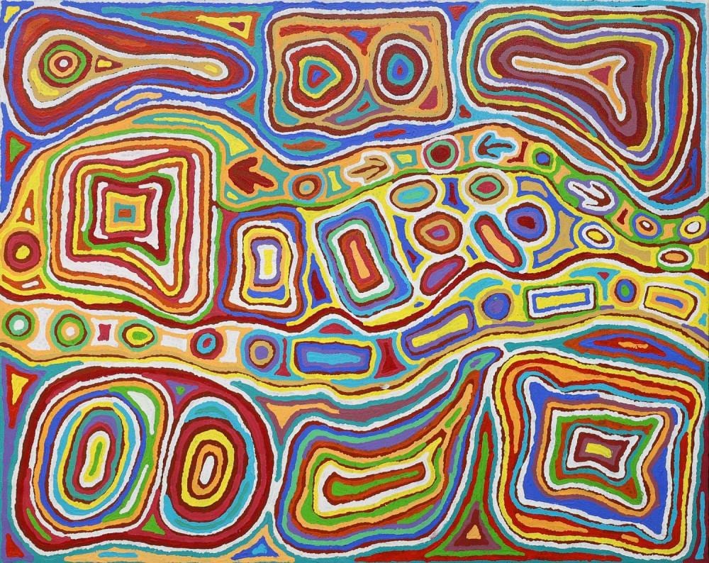 felicity robertson nampitjinpa soakage acrylic on linen painted in 2013 comes with certificate of authenticity artwork is stretched and ready to hang 124cm x 156cm · Ozbid Auctions · 2024-05-19 Felicity Robertson comparable auction result: felicity robertson nampitjinpa soakage acrylic on linen painted in 2013 comes with certificate of authenticity artwork is stretched and ready to hang 124cm x 156cm