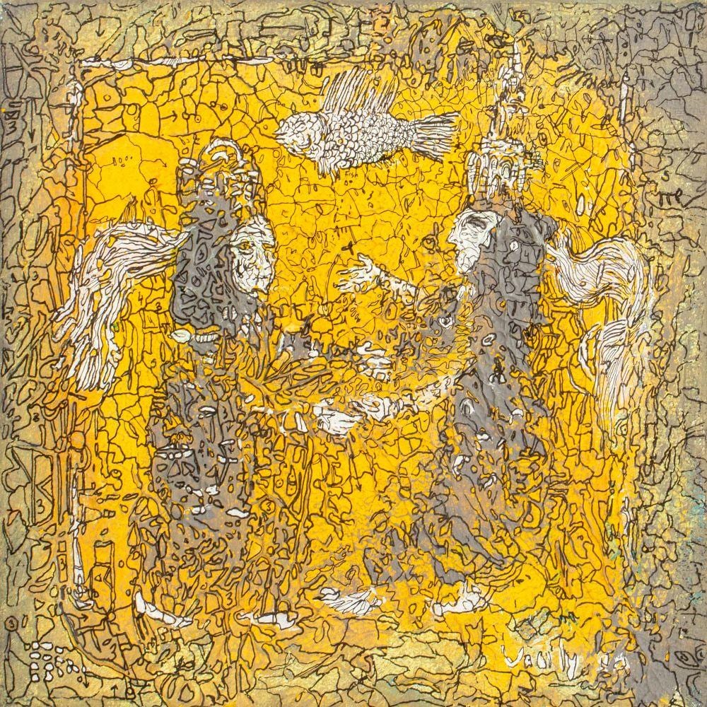 Vasily Kafanov comparable auction result: vasily kafanov meeting two figures mixed media