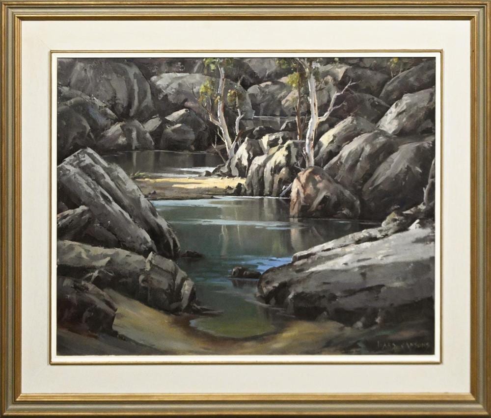 Ivars Jansons comparable auction result: ivars jansons cool retreat n t oil on canvasboard signed lower right 45 x 60cm frame size 64 x 80cm