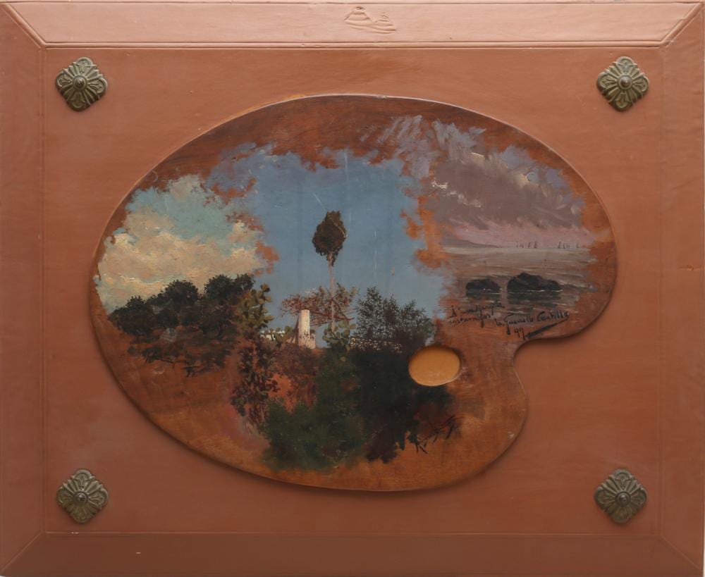 Joaquín Capulino Jáuregui comparable auction result: joaqu n capulino j uregui leopoldo guerrero castillo and federico rodr guez quintana andalusian landscapes probably in malaga