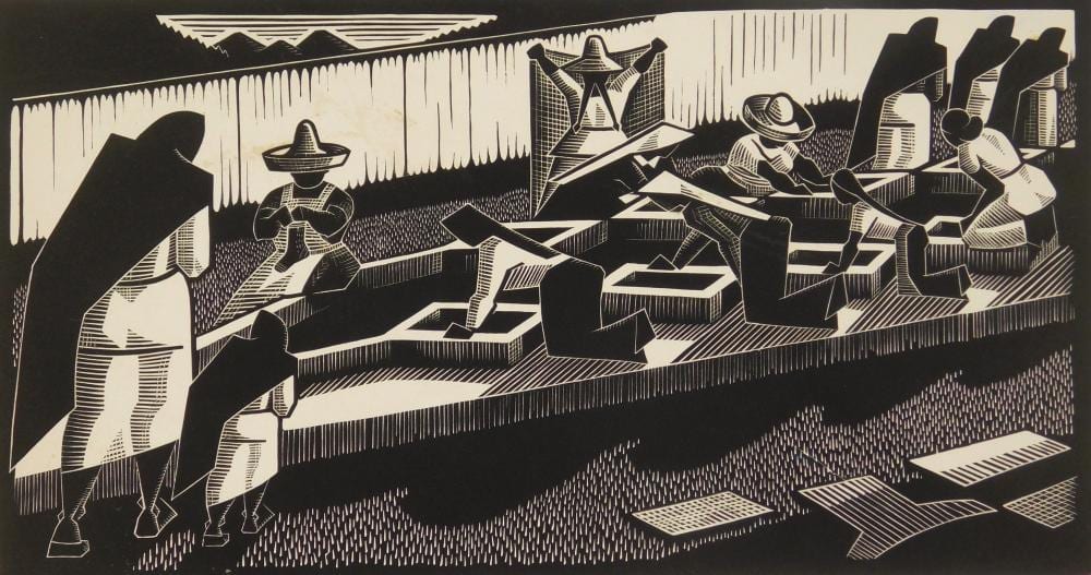 Olin Dows comparable auction result: olin dows american 1940 1981 woodblock