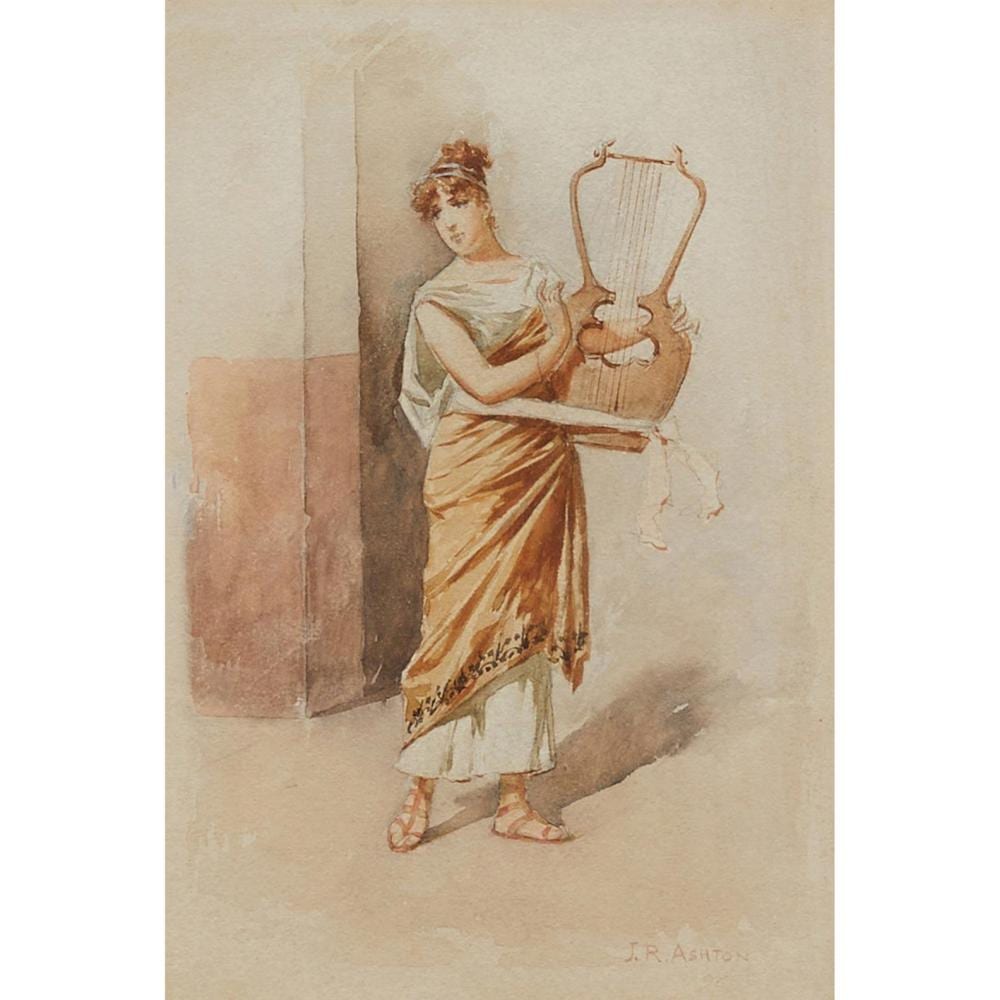 Julian Rossi Ashton comparable auction result: julian rossi ashton 1851 1942 roman lady 1896 watercolour on paper 27 x 19cm 58 5 x 42 5cm framed