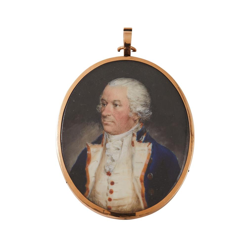 John Downman comparable auction result: john downman english 1750 1824 portrait of a naval officer in uniform watercolour on ivory height 6cm