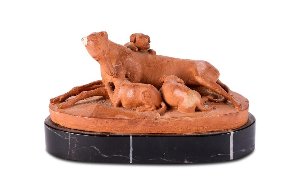 joseph gott british 1786 1860 a terracotta group of a dog with her three young puppies · Dreweatts 1759 Fine Sales · 2024-06-04 Joseph Gott comparable auction result: joseph gott british 1786 1860 a terracotta group of a dog with her three young puppies