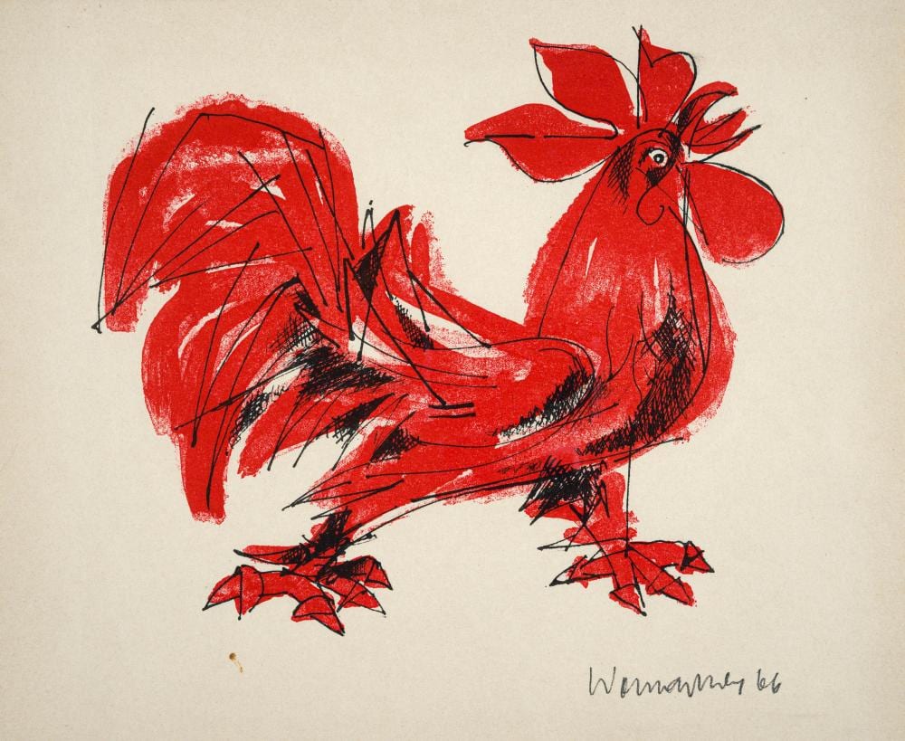 Walter Womacka comparable auction result: walter womacka roter hahn mutter mit kind 1966 1968