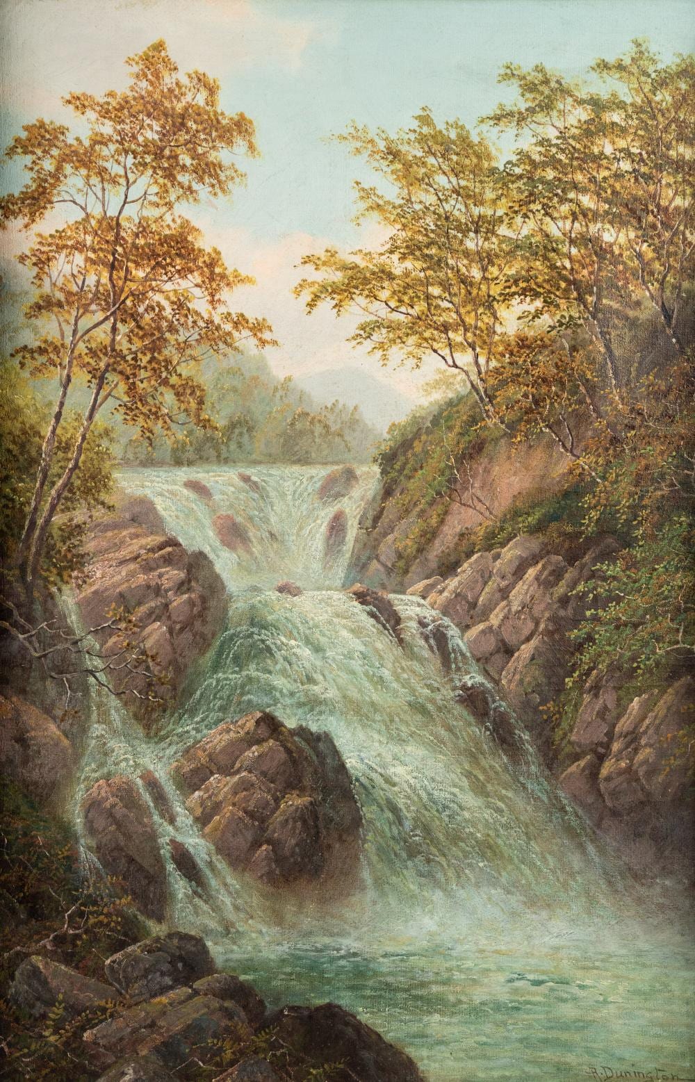 Albert Dunington comparable auction result: albert dunington falls of the mawddach oil on canvas