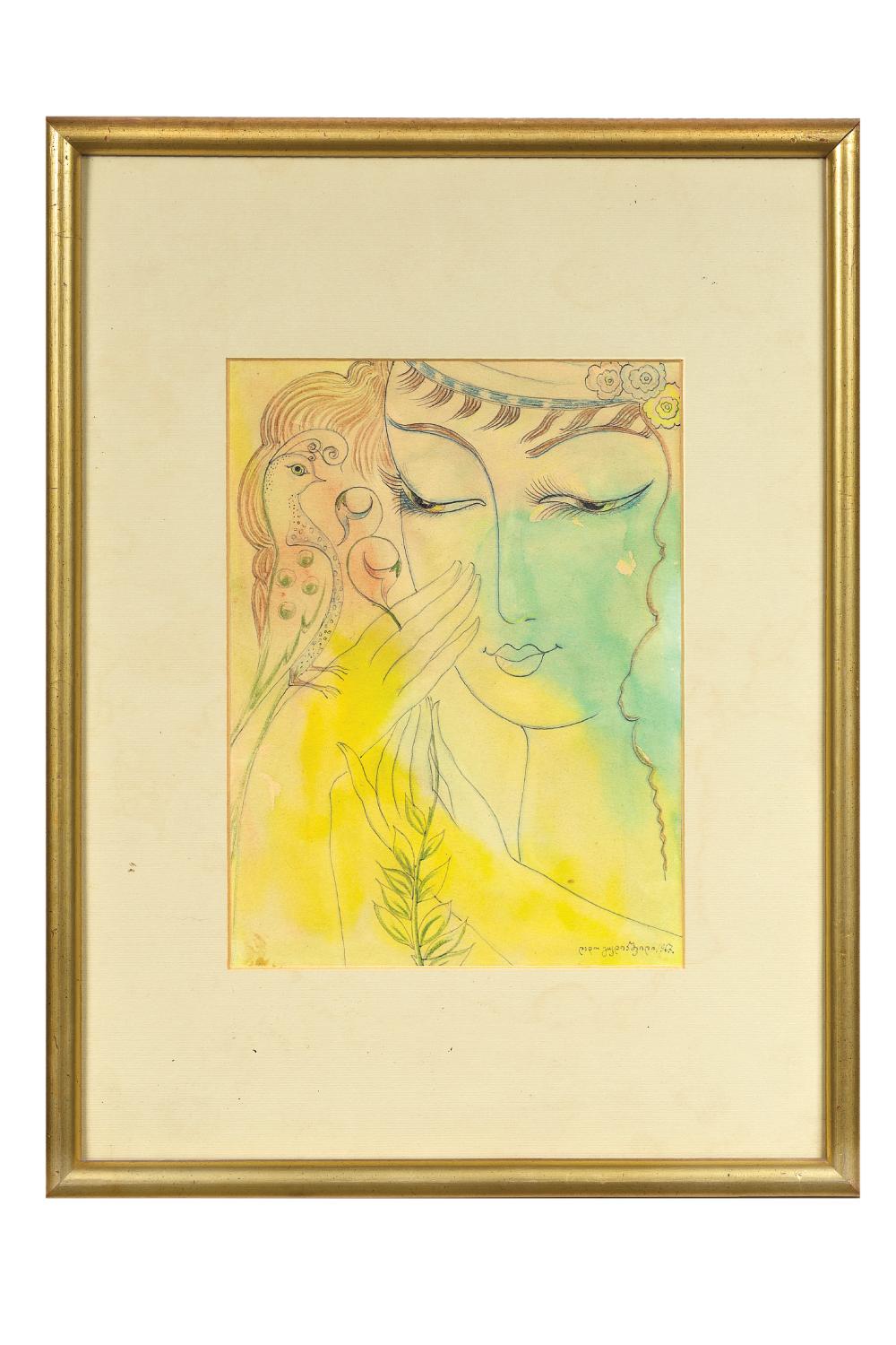 Lado Gudiasvili comparable auction result: lado gudiasvili 1896 1980 l oiseau secret 1967