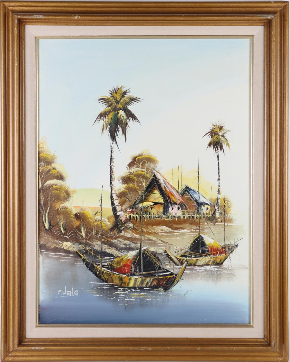 David Cheng comparable auction result: david cheng original oil sailboat painting after