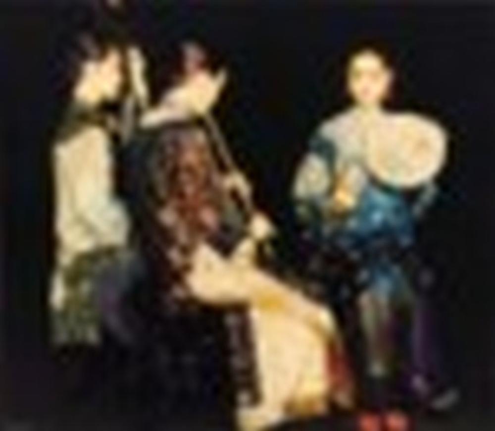 Chen Yifei (1946-2005) Lingering Melodies from the Xunyang River oil on can comparable sale