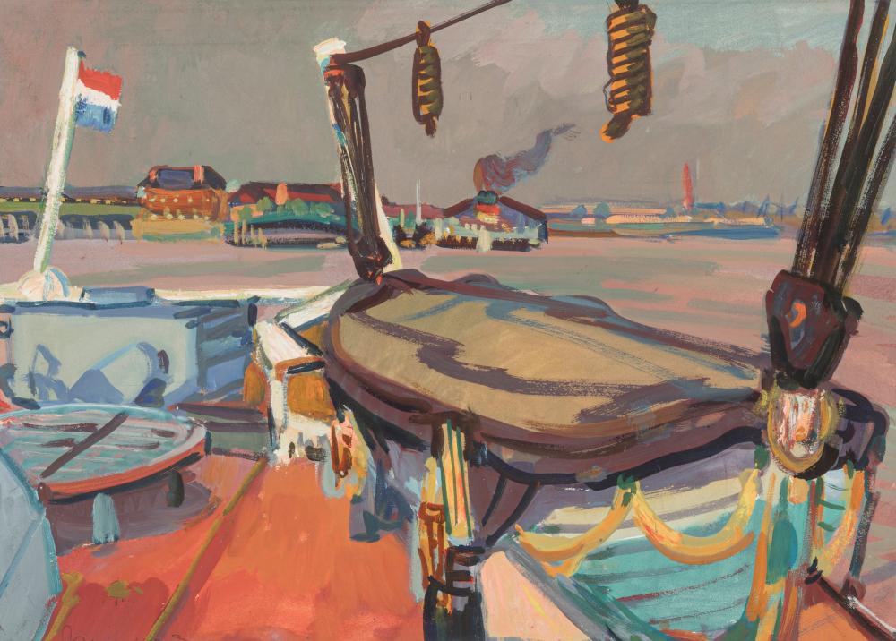 Jannes de Vries comparable auction result: jannes de vries dutch 1901 1986 boat in a harbour