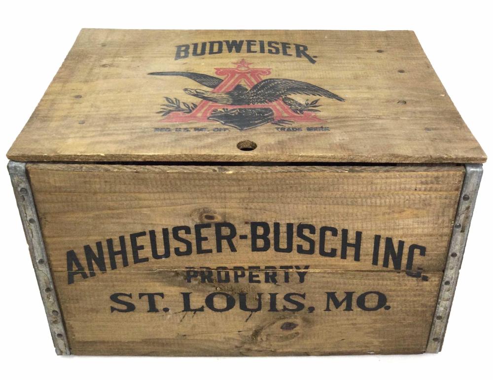 Anheuser Busch Budweiser Wood Bottle Crate sold by EJ'S Auction & Appraisal, lot 2337 — auction record photograph
