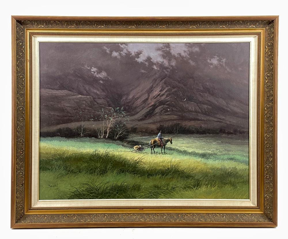 Jorge González Camarena comparable auction result: jorge braun tarallo horse and rider oil on canvas