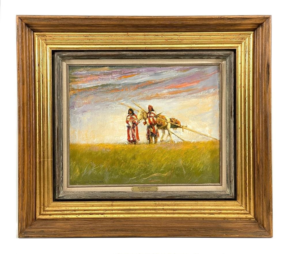 Earl MacPherson comparable auction result: earl macpherson blackfoot sunset oil on canvas