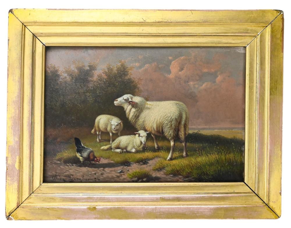 Joseph van Dieghem comparable auction result: joseph van dieghem signed oil painting of sheep