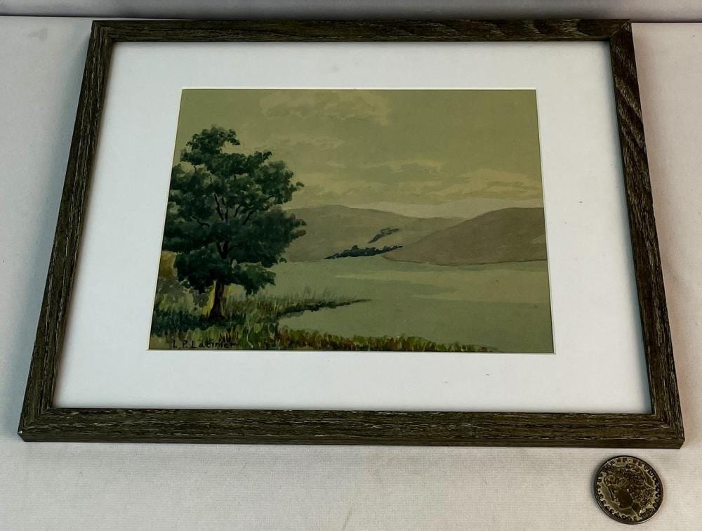 Lorenzo Palmer Latimer comparable auction result: lorenzo palmer latimer american b 1857 d 1941 california lake landscape watercolor painting framed