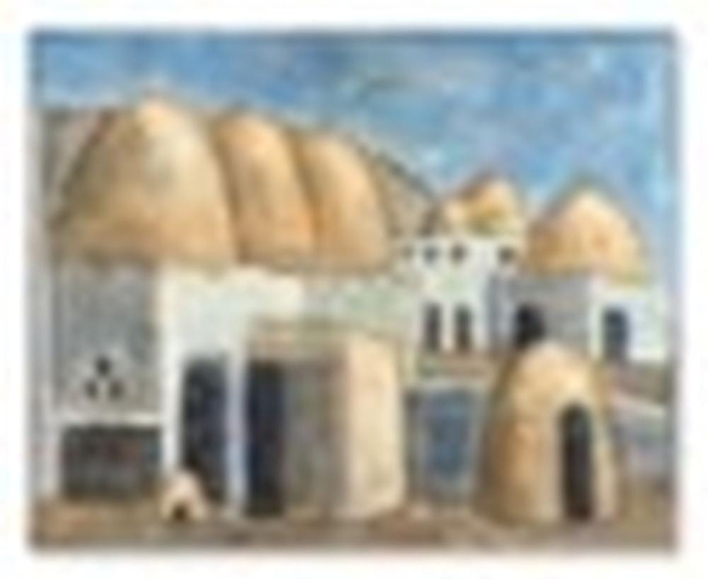 Louay Kayali comparable auction result: louay kayali 1934 aleppo 1978 aleppo the village of tell aran oil on