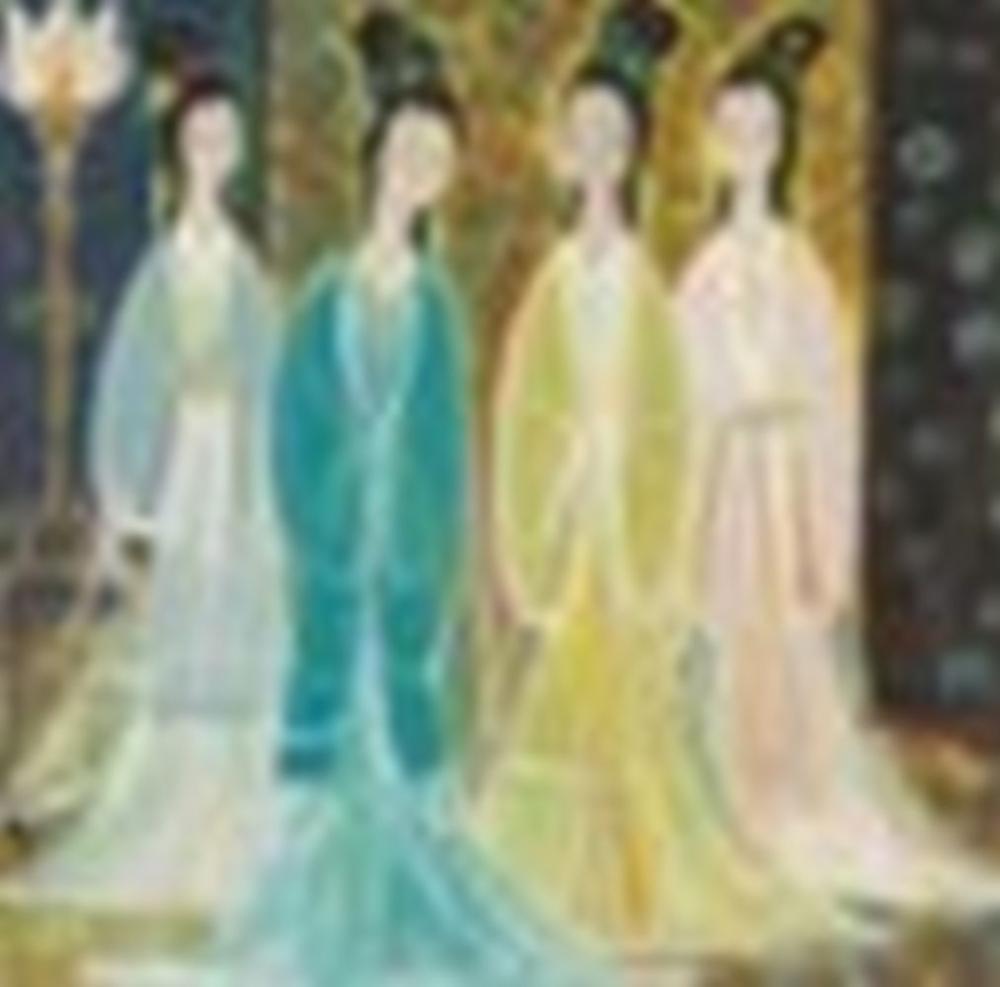 Lin Fengmian (1900-1991) The Four Beauties Scroll, mounted and framed, ink comparable sale