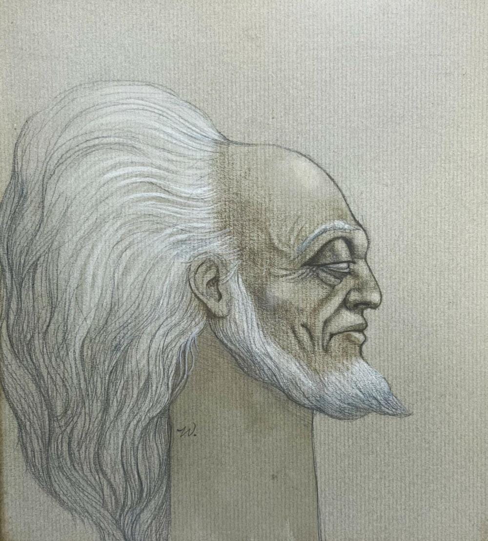Werner Wilder comparable auction result: werner wilder german us 20th c gouache with graphite drawing of a man