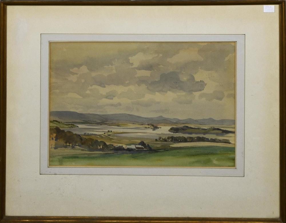 Daryl Lindsay comparable auction result: daryl lindsay pittwater tasmania watercolour signed lower right titled verso 28 5 x 39cm frame size 51 5 x 60 5cm provenan