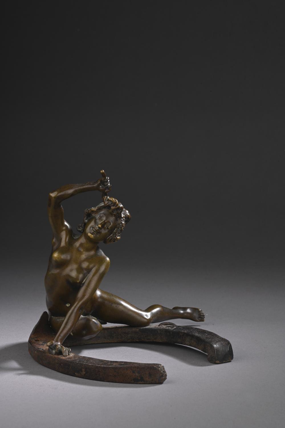 Georges Récipon comparable auction result: georges r cipon 1860 1920 le porte bonheur bronze patine brun vert sur fer cheval