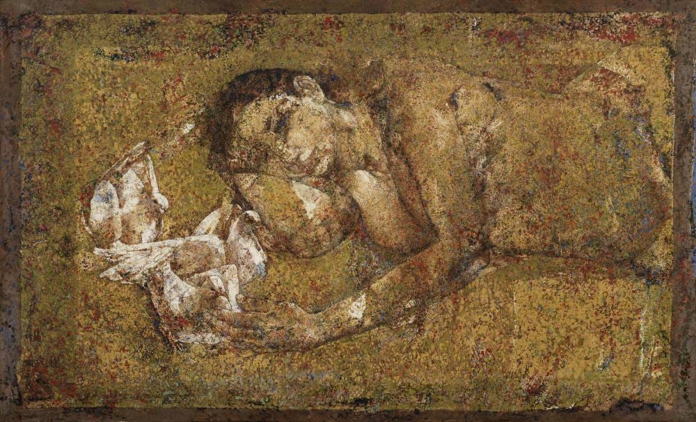 Jamil Naqsh comparable auction result: jamil naqsh 1939 2019 untitled woman doves
