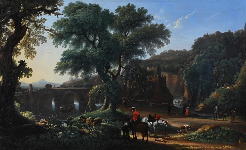 Michelangelo Cerquozzi comparable auction result: michelangelo cerquozzi 1602 1660 and angeluccio 1620 1650 romantic landscape with figures