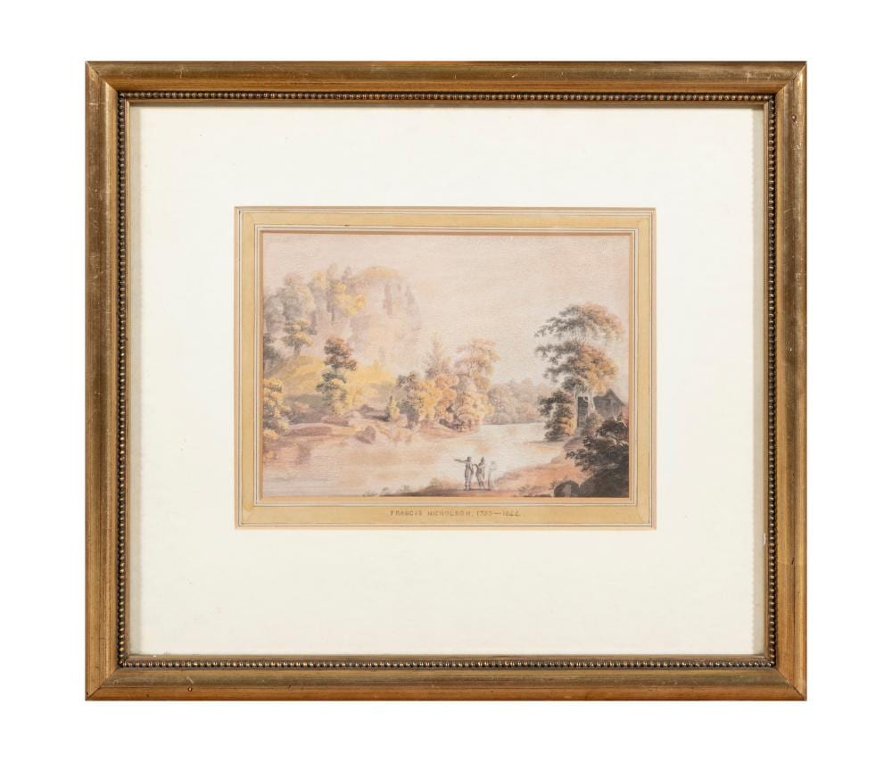 Francis Nicholson comparable auction result: francis nicholson 1753 1844 figures by a riverside watercolour 17 x 24cm