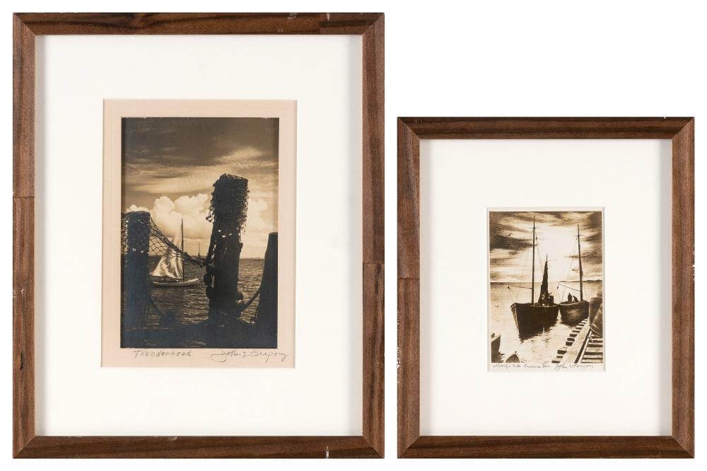 John Worthington Gregory comparable auction result: john worthington gregory massachusetts 1903 1992 two views of provincetown harbor framed to 12 5 x 10 5