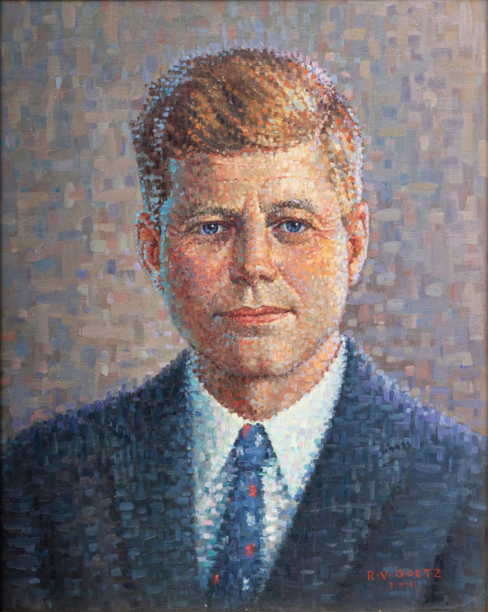 Richard Vernon Goetz comparable auction result: richard vernon goetz american 1915 1991 oil on canvas portrait of john f kennedy 1961 h 20 w 16