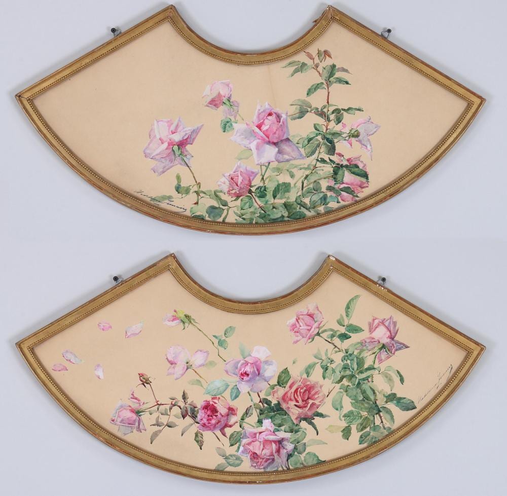 Madeleine Lemaire comparable auction result: madeleine lemaire french 1845 1928 set of 2 still life with pink roses