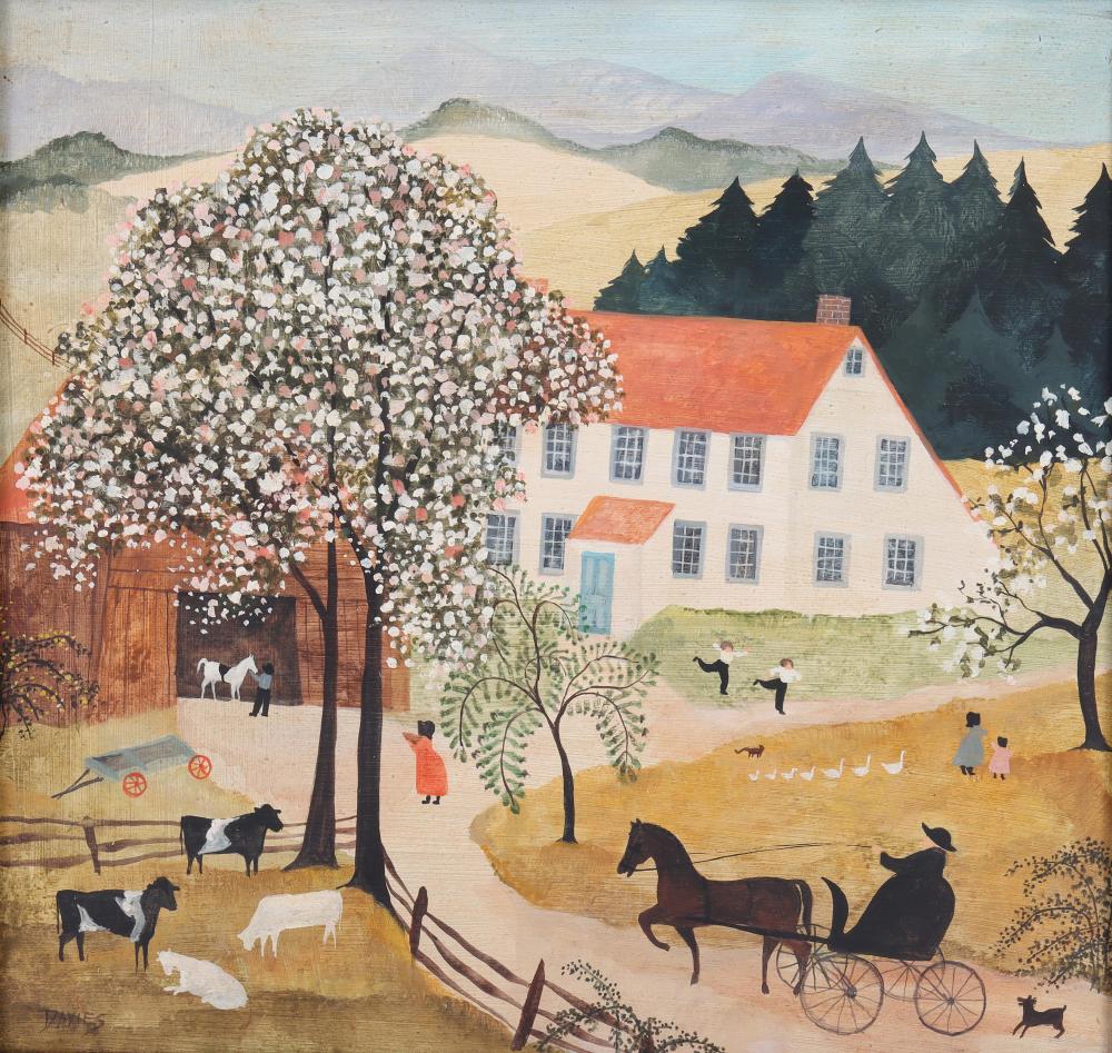 Jeanne Davies comparable auction result: jeanne davies american b 1963 amish farmhouse in spring