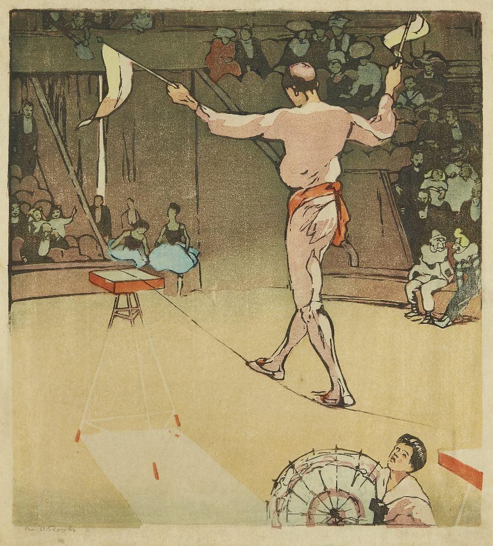 Mabel Alington Royds comparable auction result: mabel alington royds the tightrope c 1911