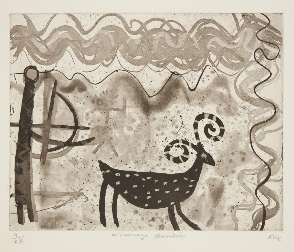 Barbara Rae comparable auction result: barbara rae anasazi hunter