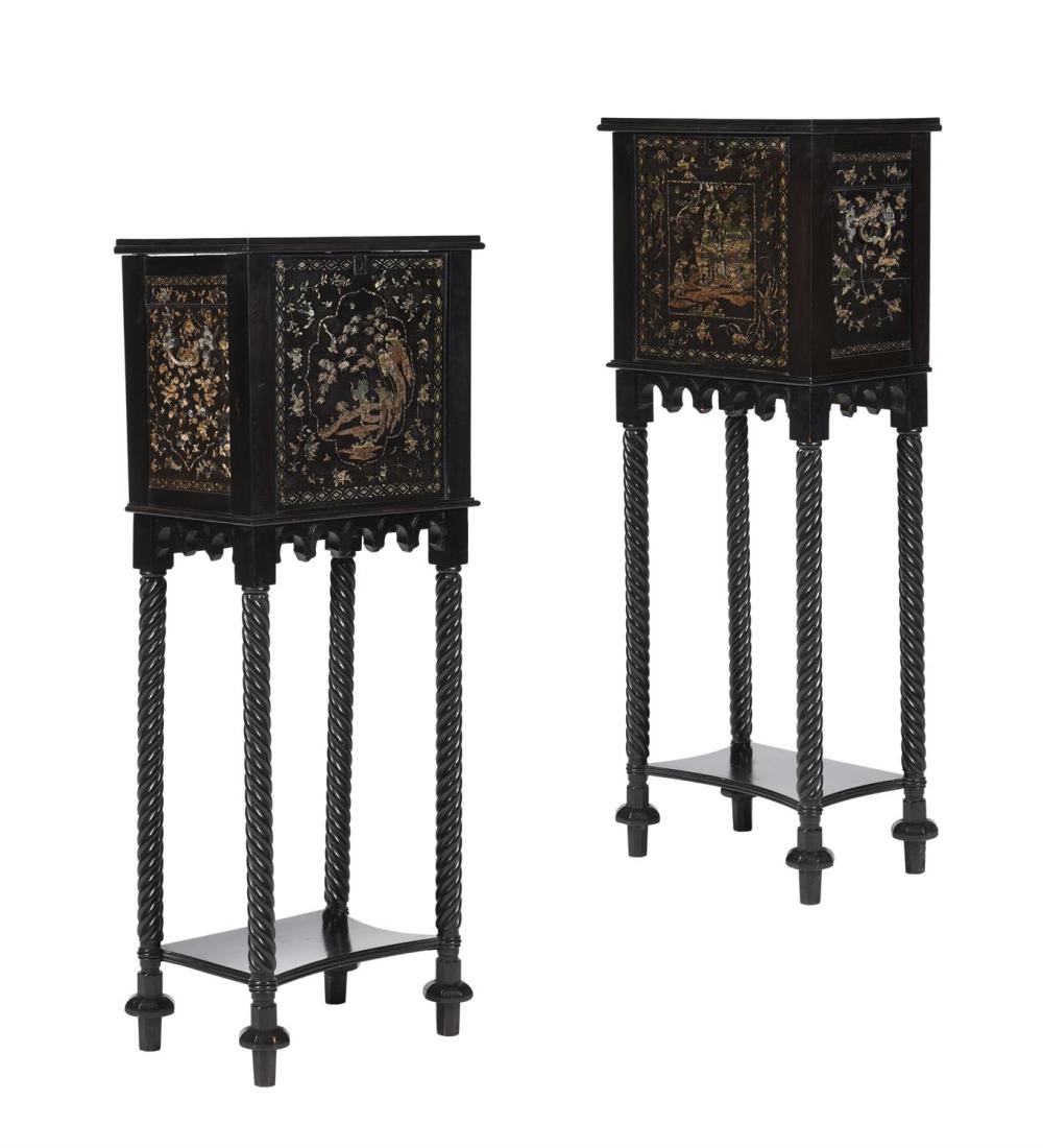 Auction comp thumbnail for Y A PAIR OF EBONISED AND MOTHER OF PEARL INLAID CABINETS INCORPORATING JAPANESE MEIJI PANELS (Dreweatts 1759 Fine Sales, Lot 216)