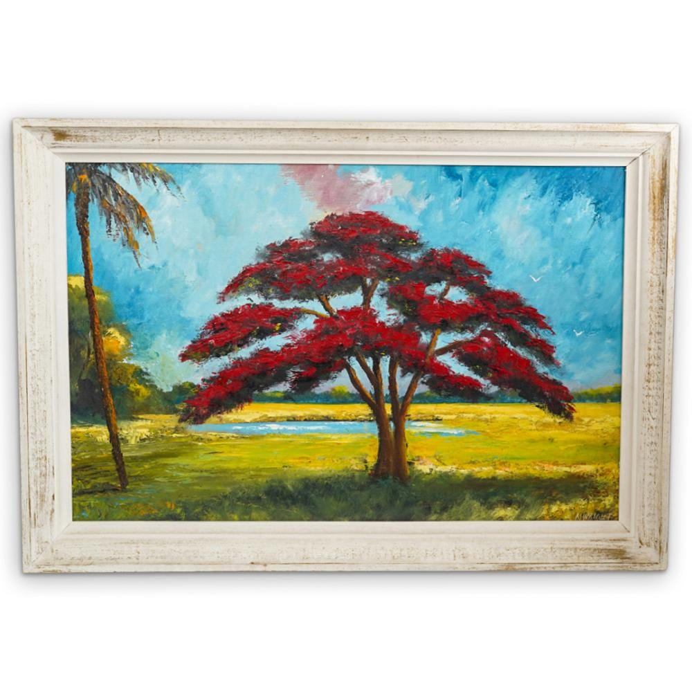 Norman Wright comparable auction result: norman wright american highwaymen oil on board painting