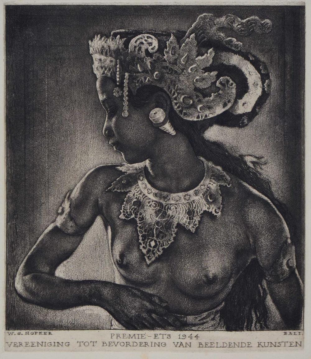 Hofker, Willem Gerard; Portrait of Ni Asoeg with Ardja Headdress comparable sale