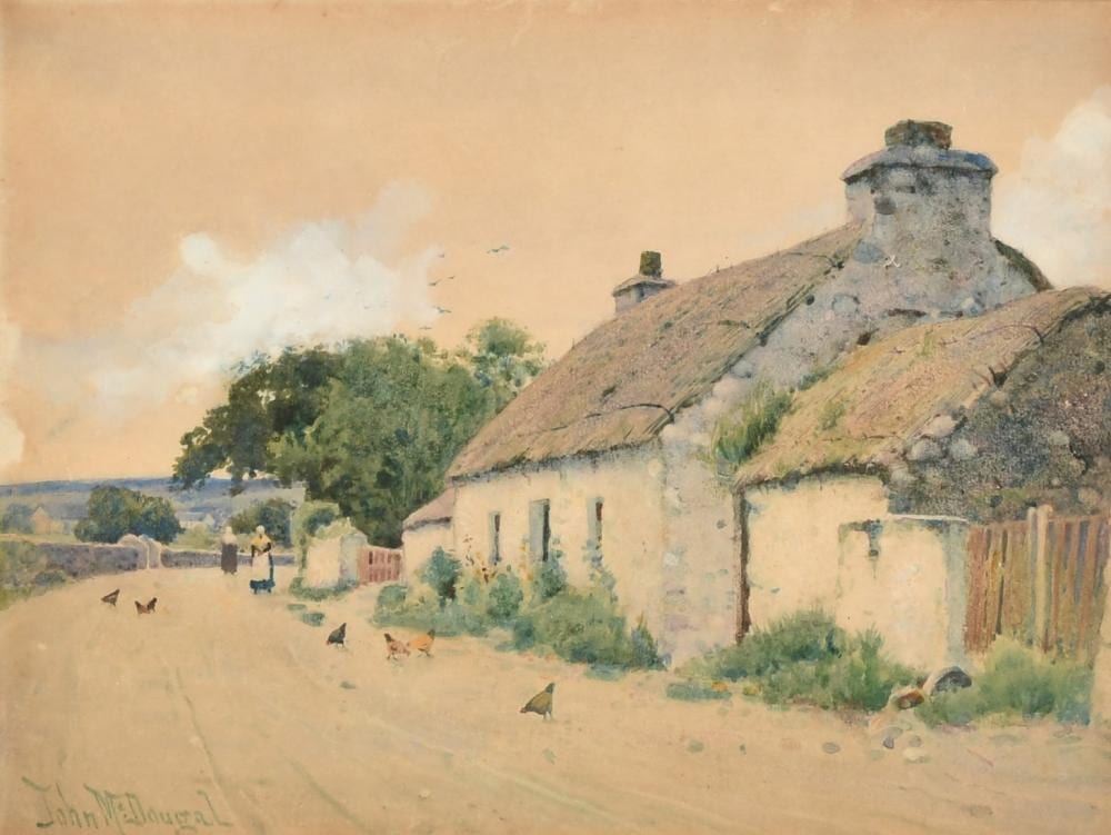 John (1877) McDougal comparable auction result: john mcdougal 1851 1945 a pair of watercolour paintings of female figures by cottages in a coastal village