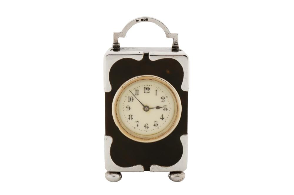 an edwardian sterling silver mounted tortoiseshell timepiece or clock london 1902 by ha · Chiswick Auctions · 2024-06-11 Harry Allen Davis comparable auction result: an edwardian sterling silver mounted tortoiseshell timepiece or clock london 1902 by ha